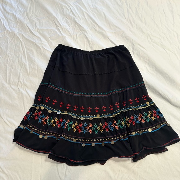 NWT Double D Ranchwear Black Embroidered Tiered Maxi Skirt w/ Coins- SZ. Large - Picture 3 of 4